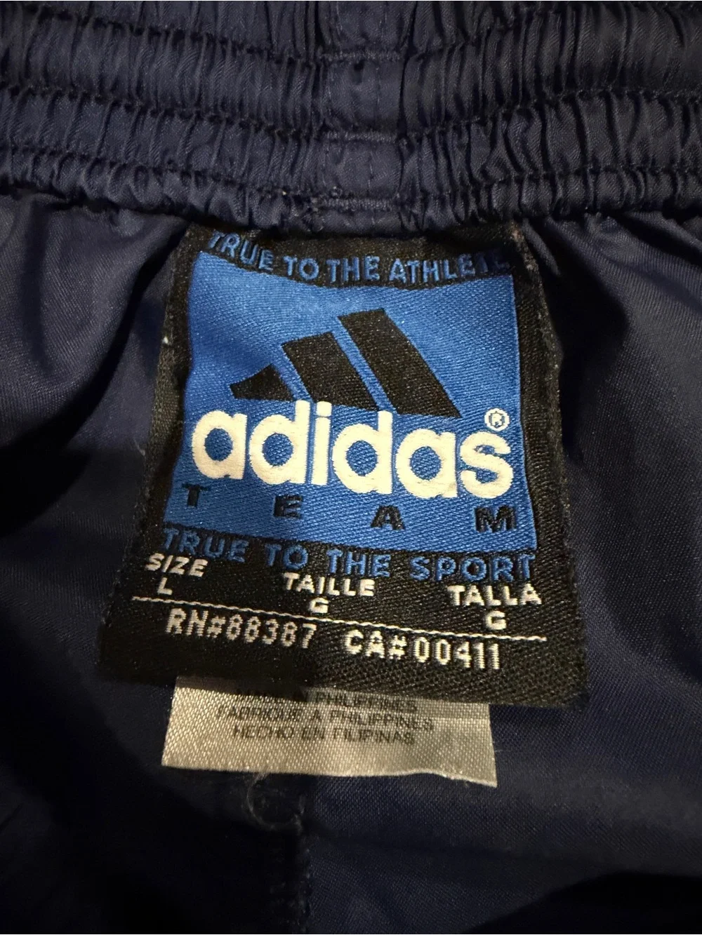 Vintage 90s Adidas Team Nylon Windbreaker Track Pants Navy Blue Baggy Y2K Size L